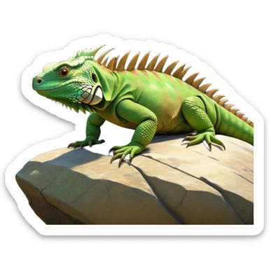 cinematic-iguana-realistic-full-body-basking-emoji,-long-scaly-body-stretched-out-on-a-sunlit-rock,-spiny-ridge-running-down-its-back,-textured-green-and-brown-skin-dappled-with-light,-sharp-intelligent-eyes-studying-the-surroundings,-long-tail-draped-over-the-stone,-simplified-yet-realistic-focused-features,-highly-detailed,-glowing-with-a-warm-tropical-glow

 sticker