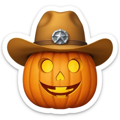 Halloween pumpkin with cowboy hat  sticker