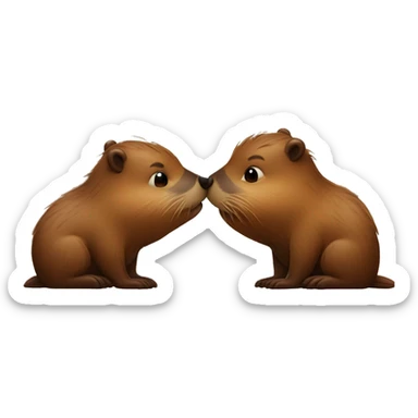 Kissing beavers sticker