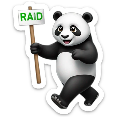 Panda marching with "raid" sign sticker