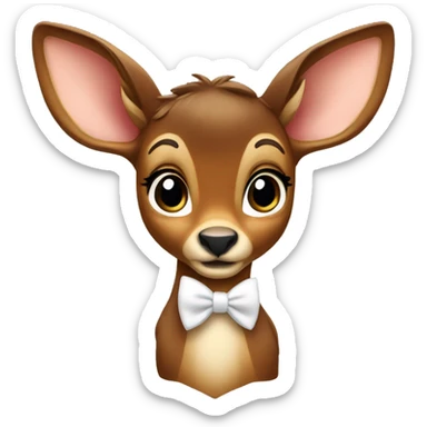 bambi with white bow tie sticker