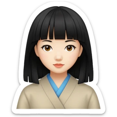 asian girl blunt fringe sticker