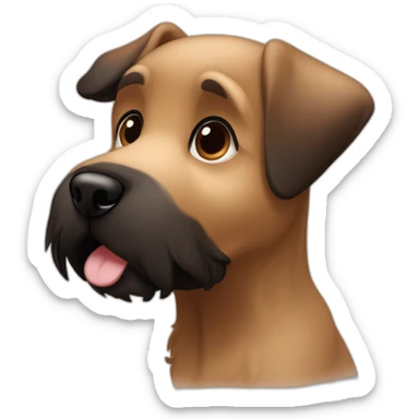 bouvier fawn brown and black puppy face very long hair smiling dark ears sticker