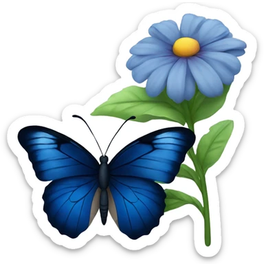 Dark blue butterfly on flower sticker