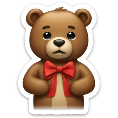 A bear with a bow sticker