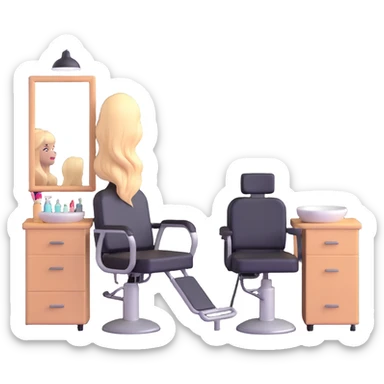 hair salon classroom with instructor and students learning sticker