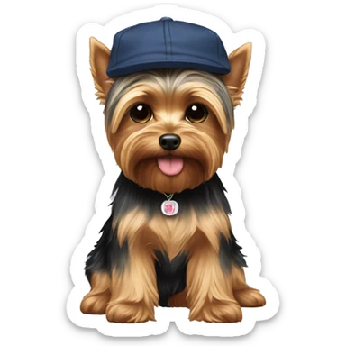 Yorkie with pj cap sticker