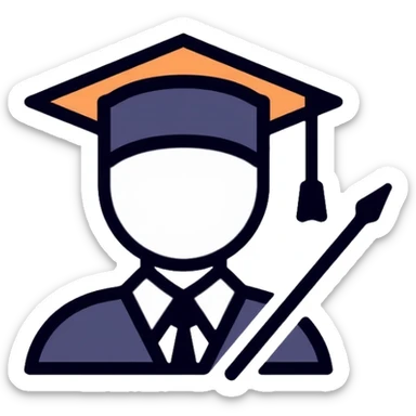 Teacher with graduation cap and pointer stick sticker