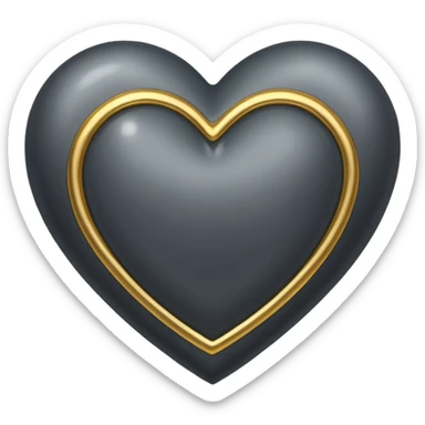 Dark grey metallic heart lined with gold gems sticker
