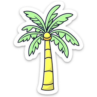 palm tree with pastel yellow trunk and pastel lavender leaves sticker