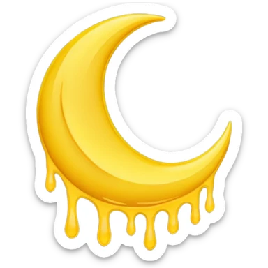 Melting waning crescent in yellow colour sticker