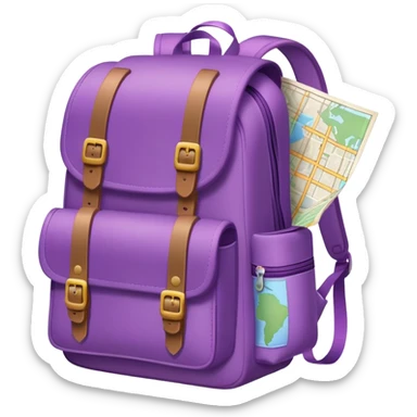 Dora the Explorer's purple backpack with map peeking out sticker