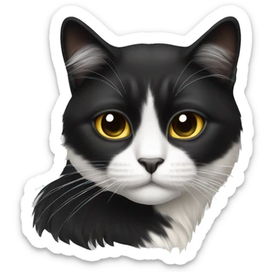 half Black and half white long hair cat with black muzzle sticker