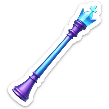 Create a small, visually appealing icon of a magic wand (chess wand style) to represent creativity and artistic design. Use a clean, modern look with glowing accents in purple and blue shades.
 sticker