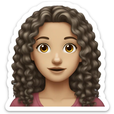 White girl long dark curly hair hazel eyes  sticker
