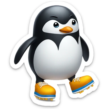 Penguin with tennis shoes sticker