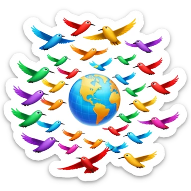 Create a realistic emoji of multiple languages flying around  sticker