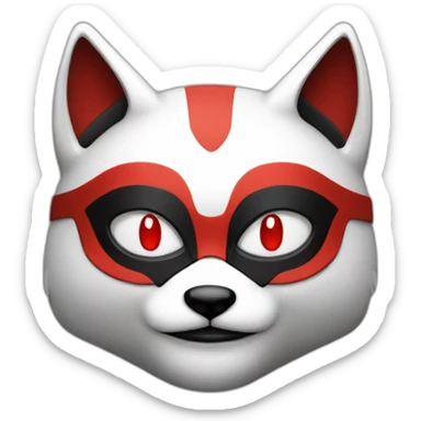 Hacker with Japanese red, black, white kitsune mask sticker