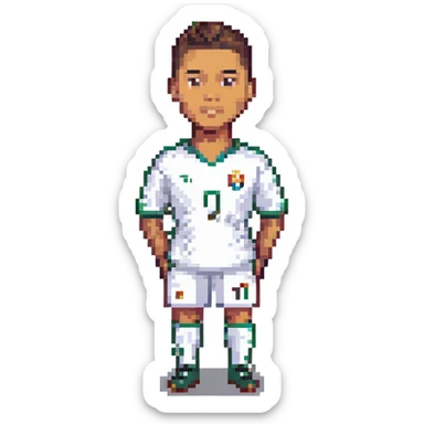 Ronaldo, pixel art style, portrait with jersey sticker