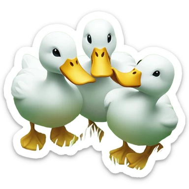 Three ducks eating grass  sticker