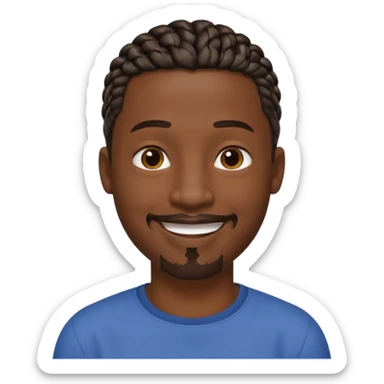 Hazme un emoji de un hombre negro con trenzas cortas y una pequeña perilla sin bigote sticker