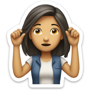 girl holding the top of head with her hands in confusion  sticker