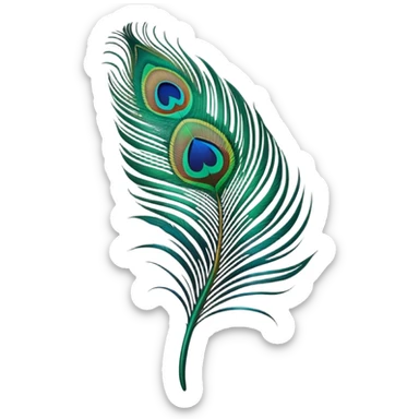 Peacock single feather in green  sticker