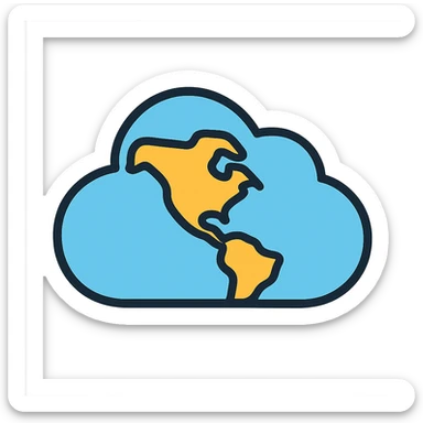 cloud shaped like the Americas, simple icon style, clean lines, minimal color, suitable for an app icon sticker