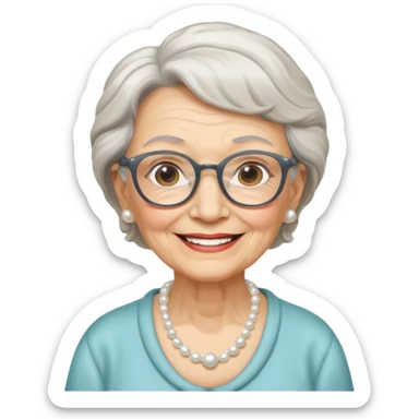 very old lady grandma wearing glasses with a pearl necklace emoji sticker