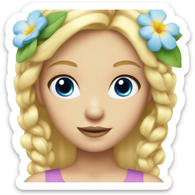 Blonde blue eyed girl with flower in hair sticker