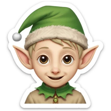 dobby from harry potter smiling and wearing a christmas elf hat sticker