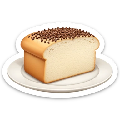 Slice of white bread on a white plate with chocolate sprinkles on top sticker