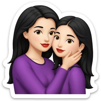 hispanic girl with black hair kissing another girl sticker