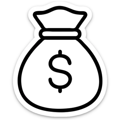 money bag icon, bold outline, no fill sticker