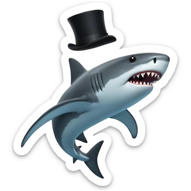 Shark with a top hat sticker