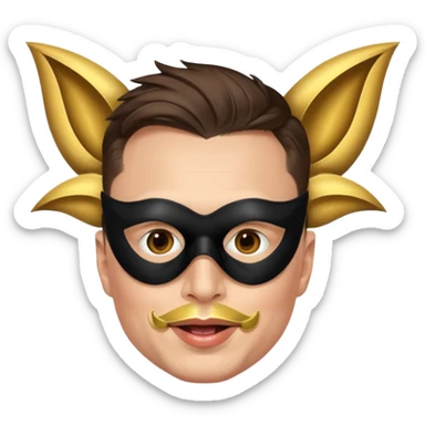 Elon Musk with a masquerade mask, fun emoji style sticker