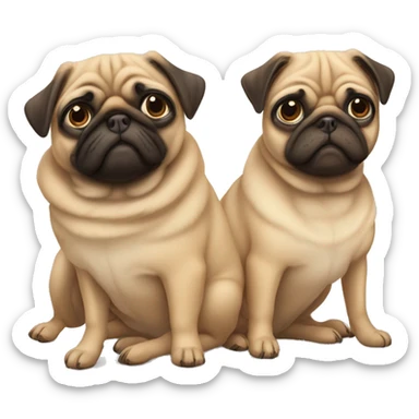 Five tan pugs next to each other sticker