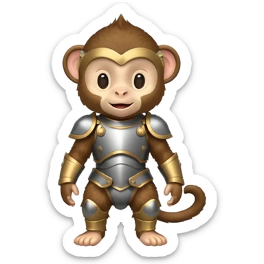 baby monkey in armor, full body, smile sticker