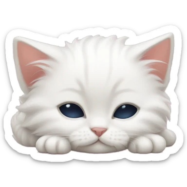 small white kitten with bows sleeping sticker