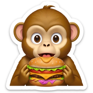 Monkey eating hamburger sticker