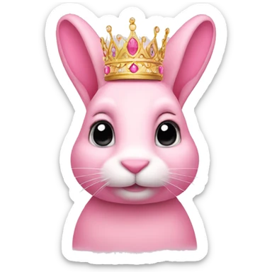 pink rabbit with tiara sticker