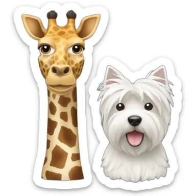 Giraffe and west Highland white terrier sticker