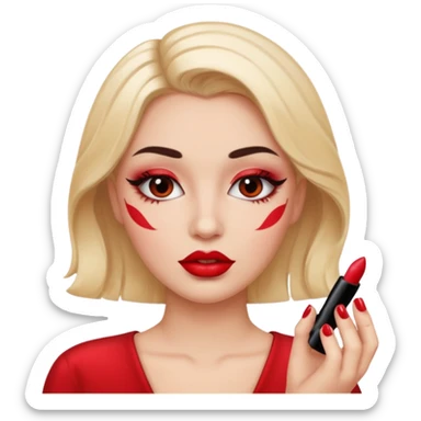 emoji of a makeup ish people with plump lips and mascara and nails sticker