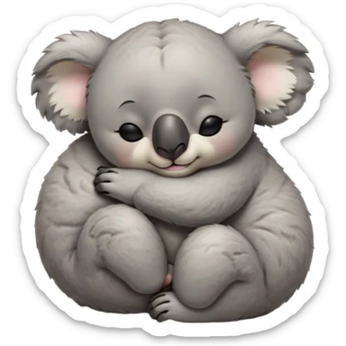 Meme-Worthy Cute Sleeping Koala Portrait Emoji, Head resting peacefully with a contented smile, showcasing a cuddly build and a luxuriously soft grey fur, eyes shut in a serene, restful snooze, Simplified yet hilariously adorable features, highly detailed, glowing with a soft, drowsy light, high shine, relaxed and utterly lovable, stylized with an air of playful laziness, bright and heartwarming, soft glowing outline, capturing the essence of a comically sleepy koala, so meme‐worthy it feels like it could instantly become the next viral sensation of adorable slumber! sticker