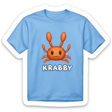 Blue shirt with the text I love krabby  sticker