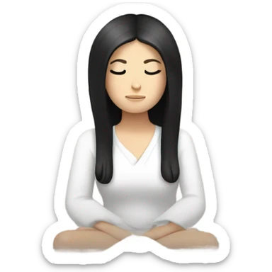 White girl with black hair meditating sticker