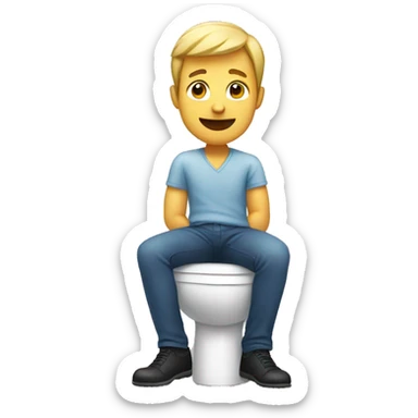 man sitting on toilet  sticker