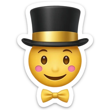 Smiling Emoji wearing top hat sticker