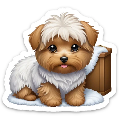 Yorkiepoo  in cozy indoor setting sticker