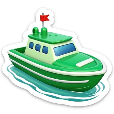 green plastic toy boat sticker